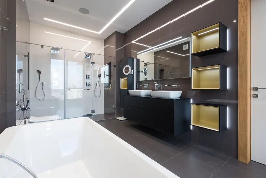 Master bathroom with tub